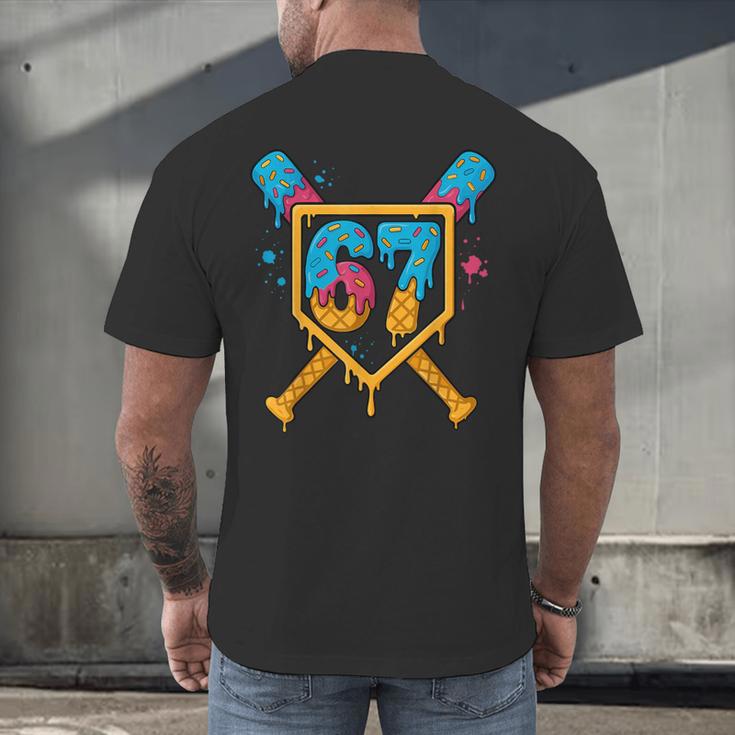 HUGvyn 67 Baseball Ice Cream Drip Six Seven Genz Alpha Slang Men's Back Print T-Shirt HUGvyn 67 Baseball Ice Cream Drip Six Seven Genz Alpha Slang Men's Back Print T-Shirt
