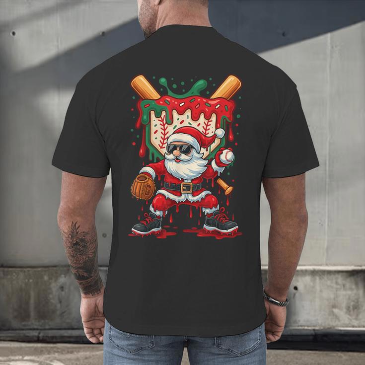 HUGvyn Santa Playing Baseball Ice Cream Drip Christmas Boys Men's Back Print T-Shirt HUGvyn Santa Playing Baseball Ice Cream Drip Christmas Boys Men's Back Print T-Shirt