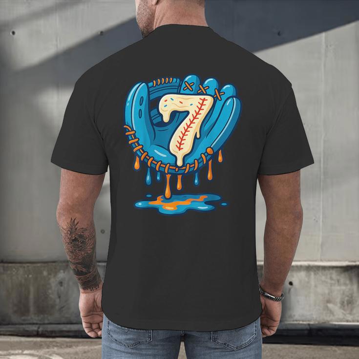 Ice Cream Baseball Glove 7th Birthday Edition Men's Back Print T-Shirt Ice Cream Baseball Glove 7th Birthday Edition Men's Back Print T-Shirt