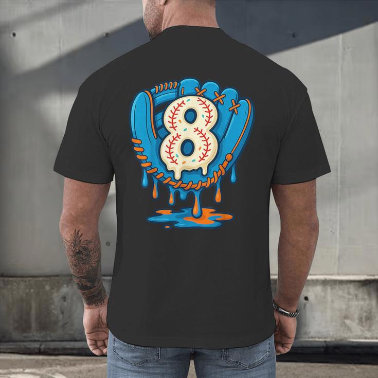 Ice Cream Baseball Glove 8th Birthday Edition Men's Back Print T-Shirt Ice Cream Baseball Glove 8th Birthday Edition Men's Back Print T-Shirt