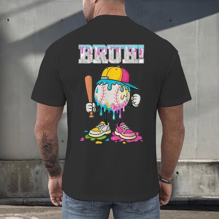 Ice Cream Drip Baseball Bruh Baseball Drip Boy Youth Men's Back Print T-Shirt Ice Cream Drip Baseball Bruh Baseball Drip Boy Youth Men's Back Print T-Shirt