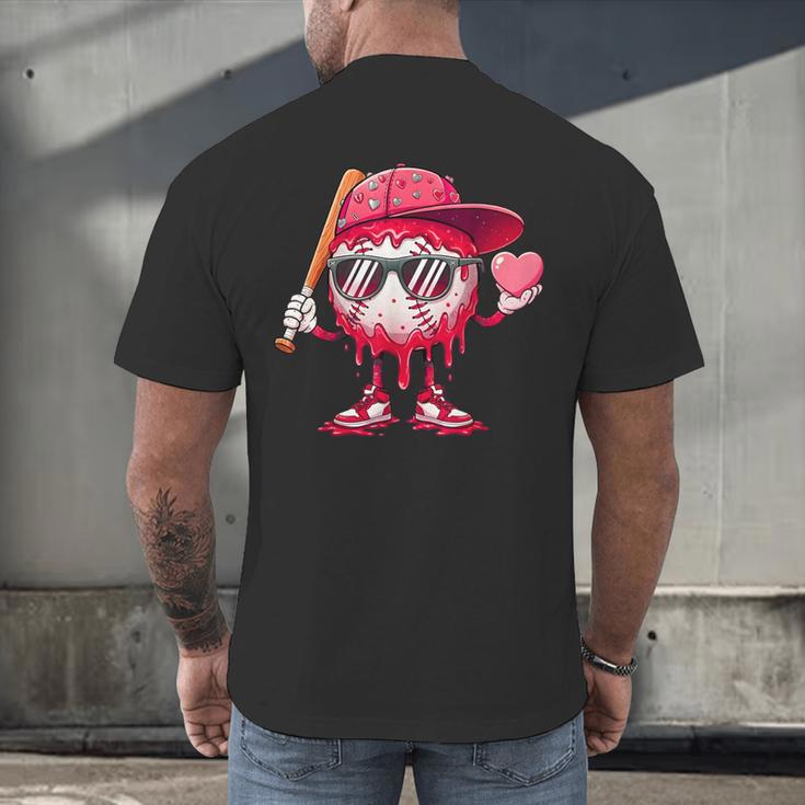 Ice Cream Drip Baseball Valentine's Day Spots Baseball Drip Men's Back Print T-Shirt