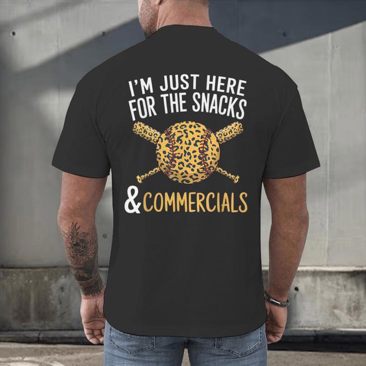 I'm Just Here For The Snacks And Commercials Baseball Men's Back Print T-Shirt I'm Just Here For The Snacks And Commercials Baseball Men's Back Print T-Shirt