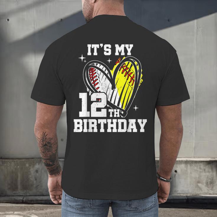 It's My 12th Birthday Baseball Softball Heart 12 Year Old Men's Back Print T-Shirt It's My 12th Birthday Baseball Softball Heart 12 Year Old Men's Back Print T-Shirt