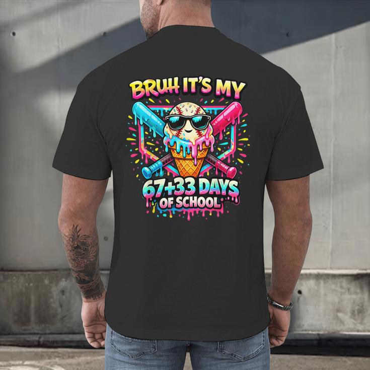 It's My 6733 Days Of School Baseball Ice Cream Dripping Men's Back Print T-Shirt