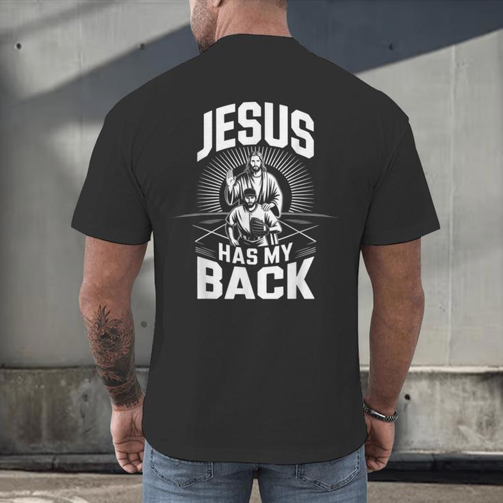 Jesus Has My Back Baseball Faith Motivation Tee Christian Men's Back Print T-Shirt Jesus Has My Back Baseball Faith Motivation Tee Christian Men's Back Print T-Shirt