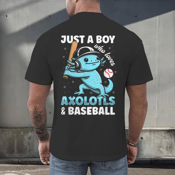 Just A Boy Who Loves Axolotls & Baseball Men's Back Print T-Shirt Just A Boy Who Loves Axolotls & Baseball Men's Back Print T-Shirt