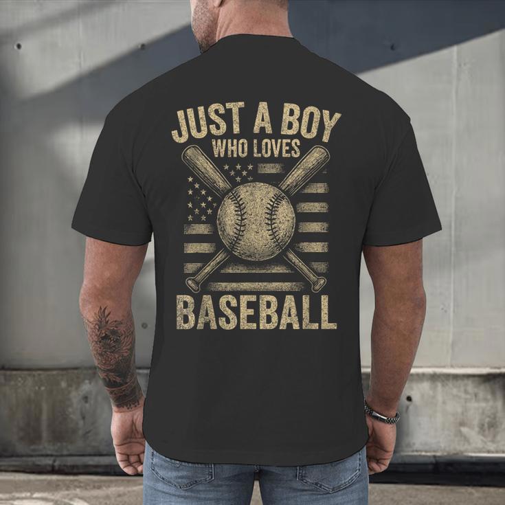 Just a Boy Who Loves Baseball Men's Back Print T-Shirt