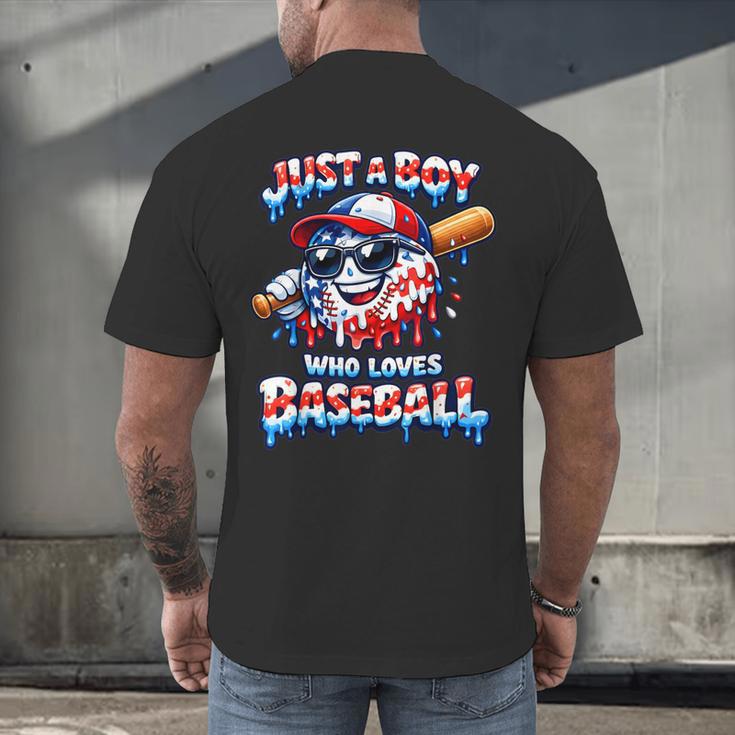 Just A Boy Who Loves Baseball Patriotic Drip For Youth Boys Men's Back Print T-Shirt Just A Boy Who Loves Baseball Patriotic Drip For Youth Boys Men's Back Print T-Shirt