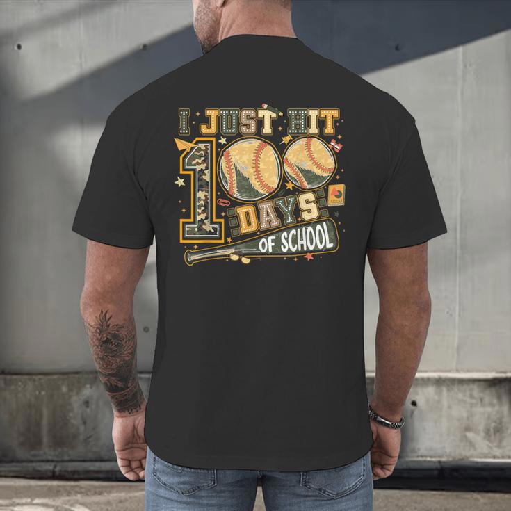 I Just Hit 100 Days Of School Camo Baseball Boy Kids Teacher Men's Back Print T-Shirt I Just Hit 100 Days Of School Camo Baseball Boy Kids Teacher Men's Back Print T-Shirt