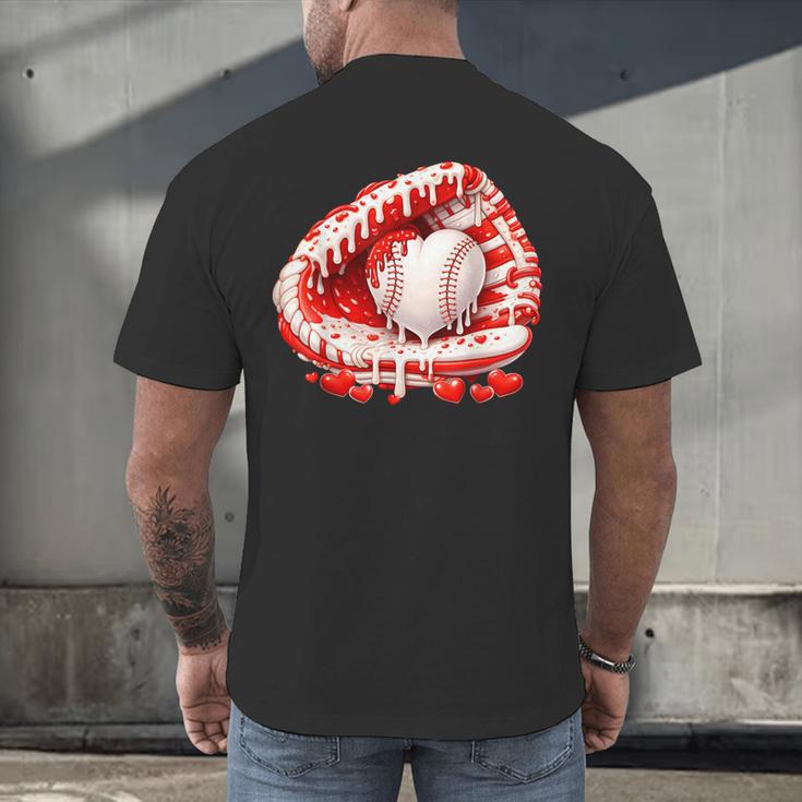 Kid Drip Ice Cream Baseball Heart Catcher Valentines Day Boy Men's Back Print T-Shirt