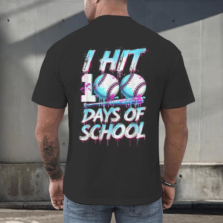 Kids 100 Days Of School 100th Day Baseball Ice Cream Drip Men's Back Print T-Shirt Kids 100 Days Of School 100th Day Baseball Ice Cream Drip Men's Back Print T-Shirt
