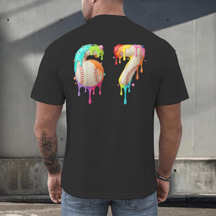 Kids Meme 67 Number Six 6 Seven 7 Ice Cream Drips Baseball Men's Back Print T-Shirt