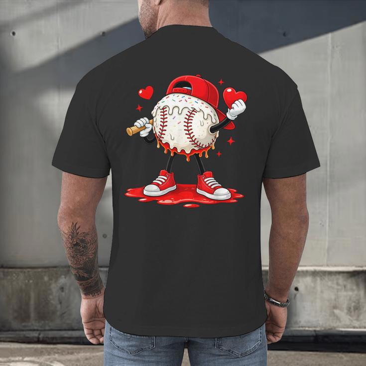 Kids Valentine Baseball Boys Valentines Day Tee Men's Back Print T-Shirt