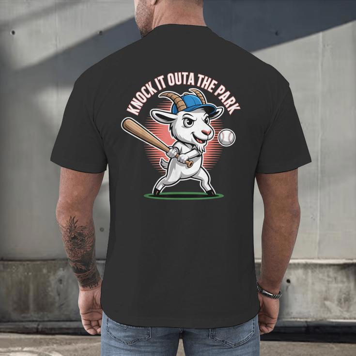 Knock It Outa The Park Baseball Goat Home Run Men's Back Print T-Shirt Knock It Outa The Park Baseball Goat Home Run Men's Back Print T-Shirt