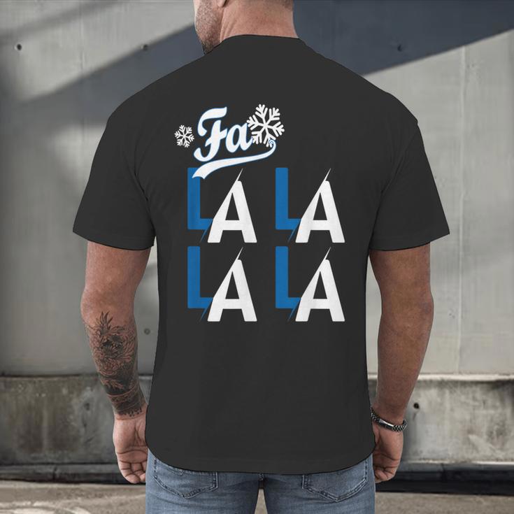 LA Baseball Fan Christmas FA La La Holiday Blue Theme Men's Back Print T-Shirt LA Baseball Fan Christmas FA La La Holiday Blue Theme Men's Back Print T-Shirt