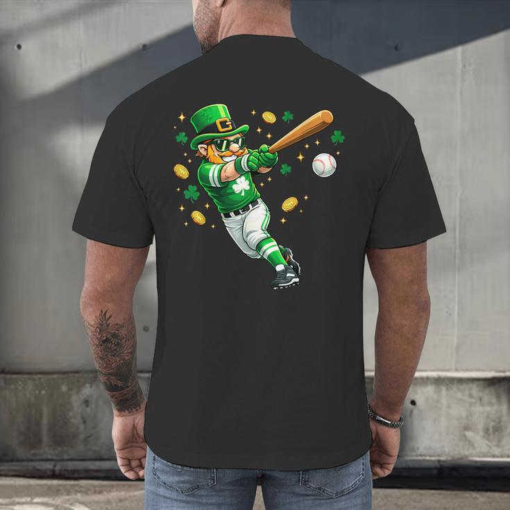 Leprechaun Play Baseball St Patrick's Day Men Kid Boys Men's Back Print T-Shirt Leprechaun Play Baseball St Patrick's Day Men Kid Boys Men's Back Print T-Shirt