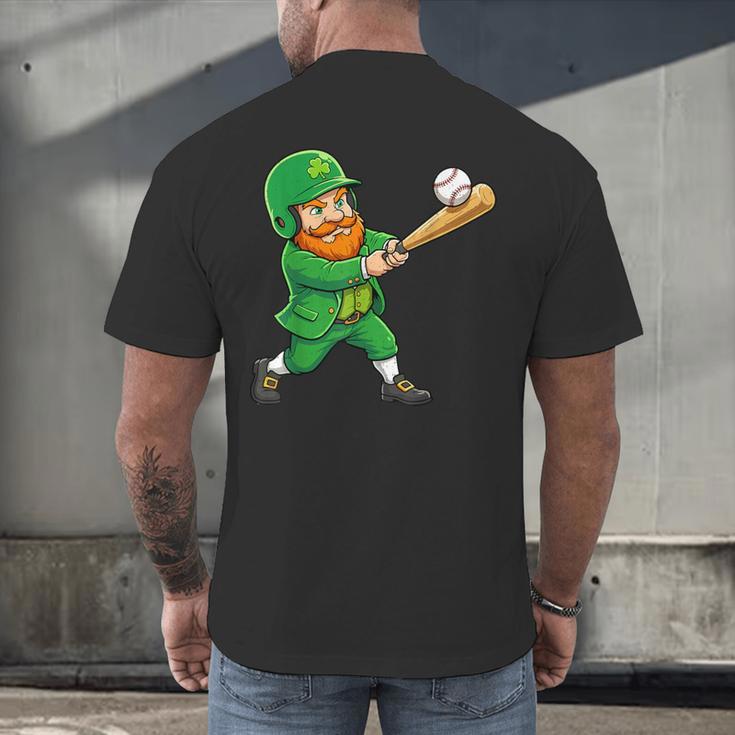Leprechaun Playing Baseball St Patricks Day Men Boys Kids Men's Back Print T-Shirt Leprechaun Playing Baseball St Patricks Day Men Boys Kids Men's Back Print T-Shirt