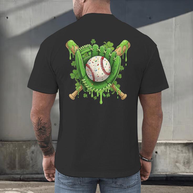 Lucky Shamrock Baseball Gloves Drip St Patrick's Day Boys Men's Back Print T-Shirt