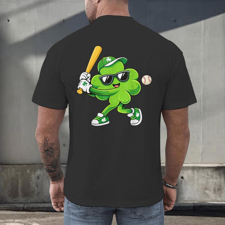 Lucky Shamrock Playing Baseball St Patrick's Kids Boys Men's Back Print T-Shirt