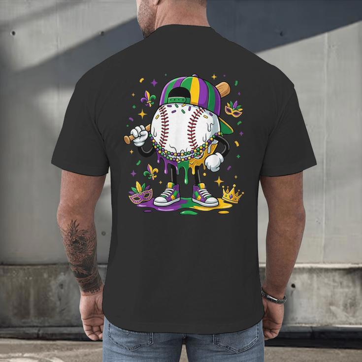 Mardi Gras Ice Cream Drip Baseball Carnival Party Mask Boys Men's Back Print T-Shirt Mardi Gras Ice Cream Drip Baseball Carnival Party Mask Boys Men's Back Print T-Shirt