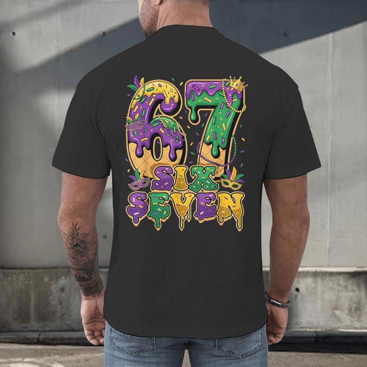 Mardi Gras Six Seven Baseball Drip Number 6 7 Meme Men's Back Print T-Shirt