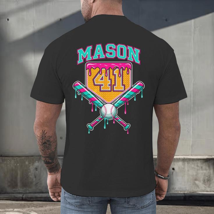 Mason 41 Meme Ice Cream Drip Baseball Birthday Costume Men's Back Print T-Shirt Mason 41 Meme Ice Cream Drip Baseball Birthday Costume Men's Back Print T-Shirt
