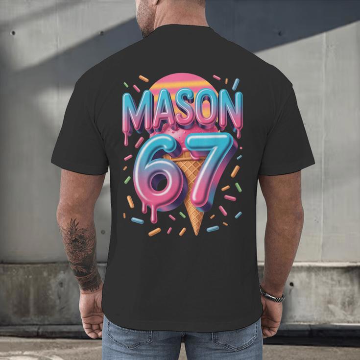 Mason 67 Meme Ice Cream Baseball Drip Men's Back Print T-Shirt Mason 67 Meme Ice Cream Baseball Drip Men's Back Print T-Shirt