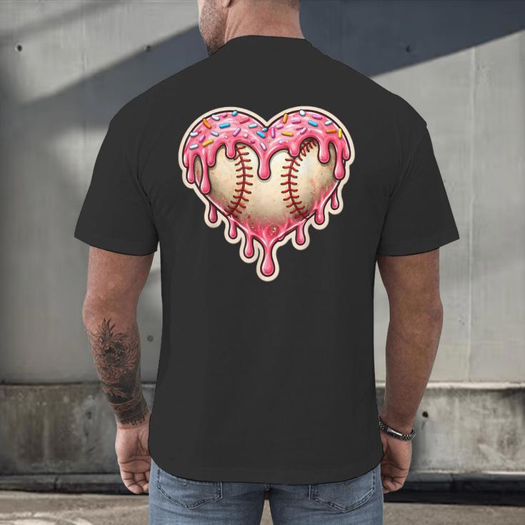 Melting Baseball Drip Heart Softball Player Lover Ice Cream Men's Back Print T-Shirt Melting Baseball Drip Heart Softball Player Lover Ice Cream Men's Back Print T-Shirt