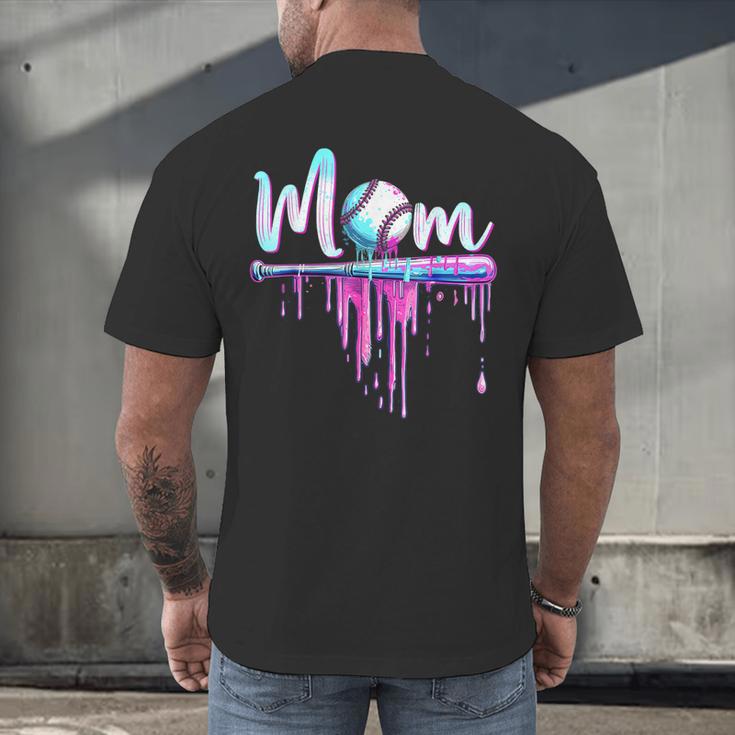 Mom Baseball Ice Cream Drip Birthday Boy Family Men's Back Print T-Shirt Mom Baseball Ice Cream Drip Birthday Boy Family Men's Back Print T-Shirt