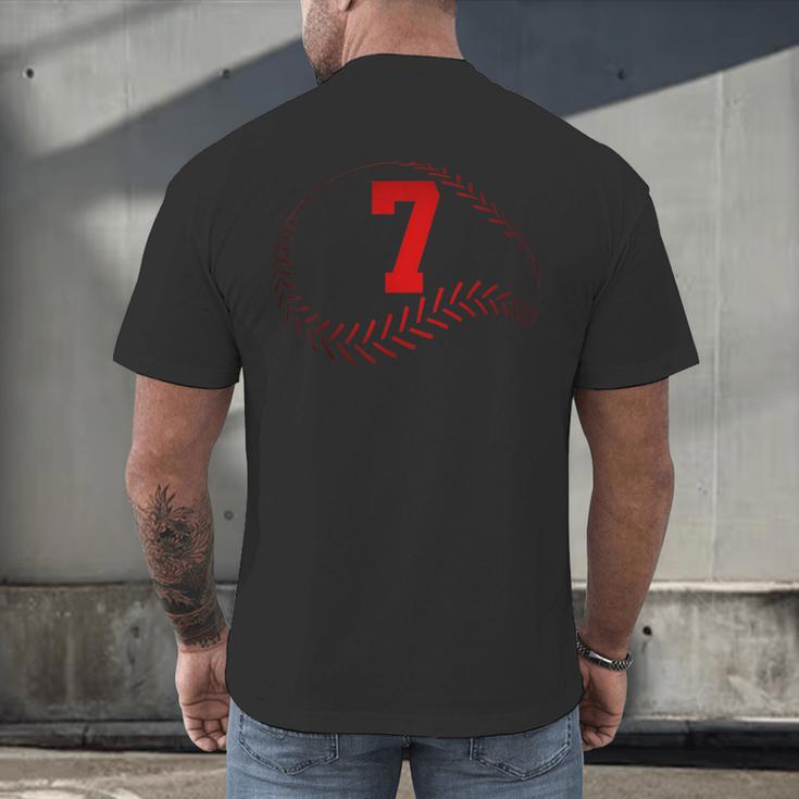 Number 7 Years Baseball 7TH Birthday Men's Back Print T-Shirt Number 7 Years Baseball 7TH Birthday Men's Back Print T-Shirt