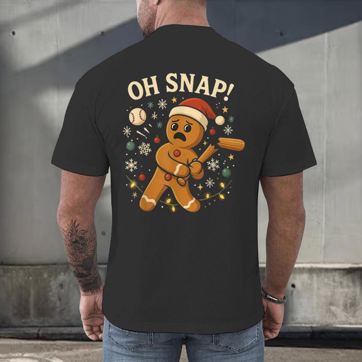 Oh Snap Gingerbreadman Christmas Baseball Men's Back Print T-Shirt