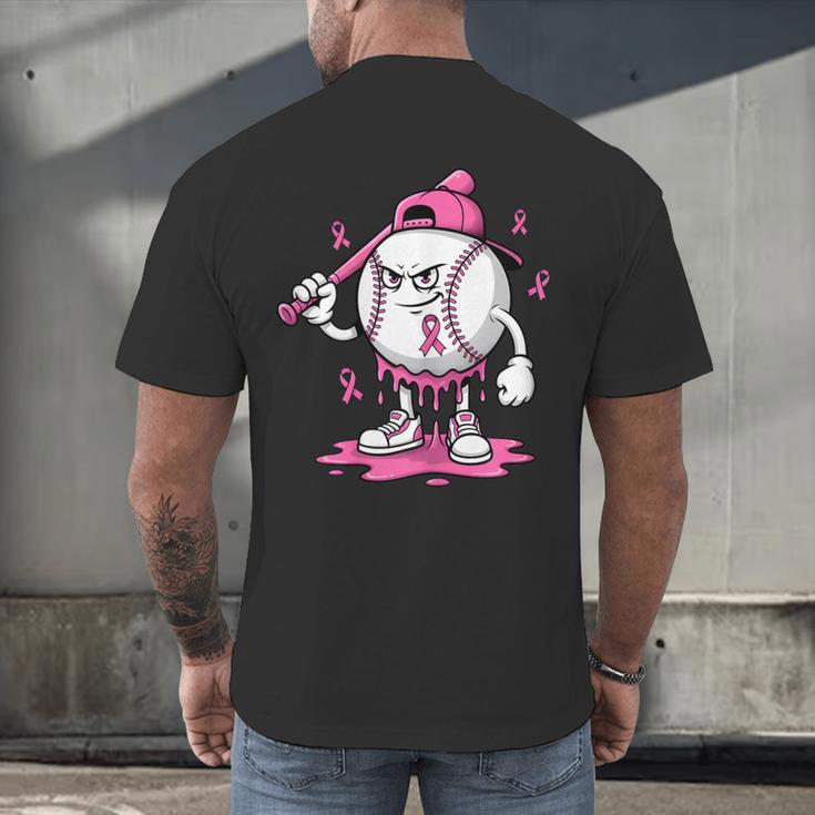 Pink Ribbon Baseball Breast Cancer Awareness Men's Back Print T-Shirt Pink Ribbon Baseball Breast Cancer Awareness Men's Back Print T-Shirt