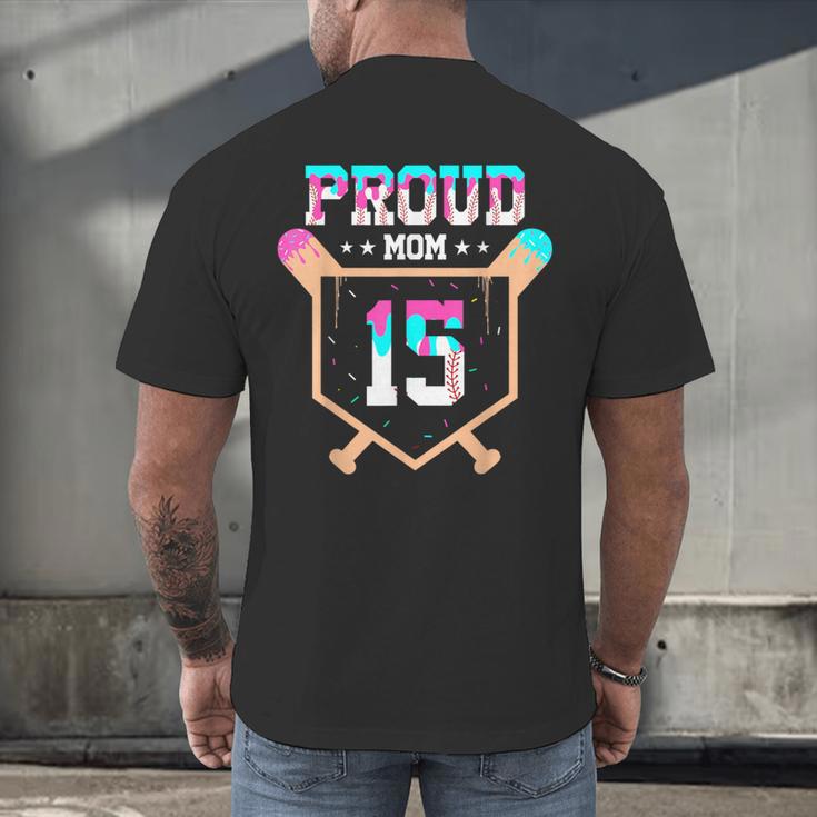 Proud Mom Baseball Player Number 15 Ice Cream Drip Men's Back Print T-Shirt