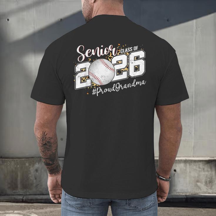 Proud Senior Grandma Class Of 2026 Baseball Graduate Leopard Men's Back Print T-Shirt Proud Senior Grandma Class Of 2026 Baseball Graduate Leopard Men's Back Print T-Shirt