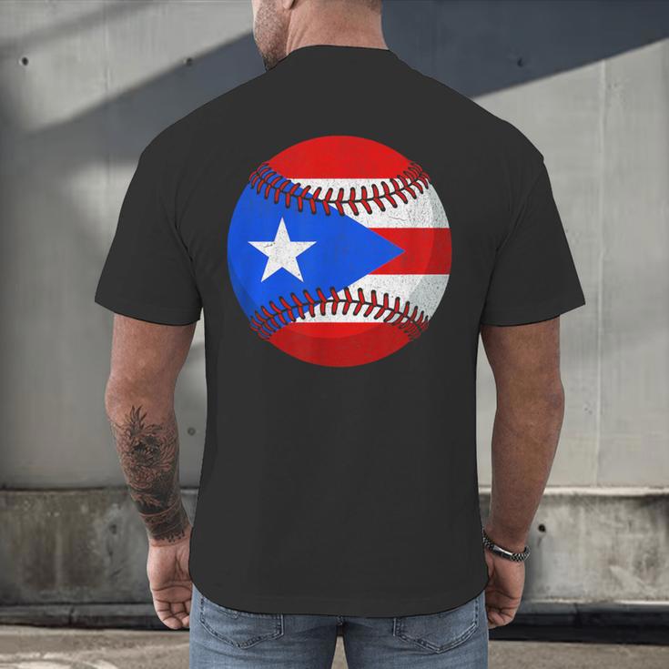 Puerto Rico Baseball Flag Boricua Beisbol Fan Gear Men's Back Print T-Shirt