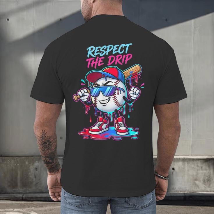 Respect The Drip Baseball Bat Sunglasses Mascot Men's Back Print T-Shirt