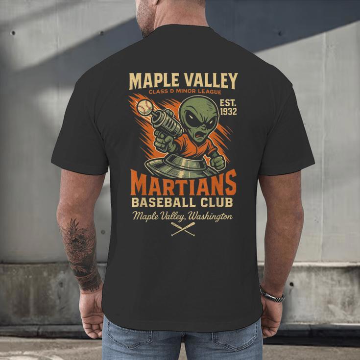 Retro Minor League Maple Valley Martians Baseball Club Men's Back Print T-Shirt Retro Minor League Maple Valley Martians Baseball Club Men's Back Print T-Shirt