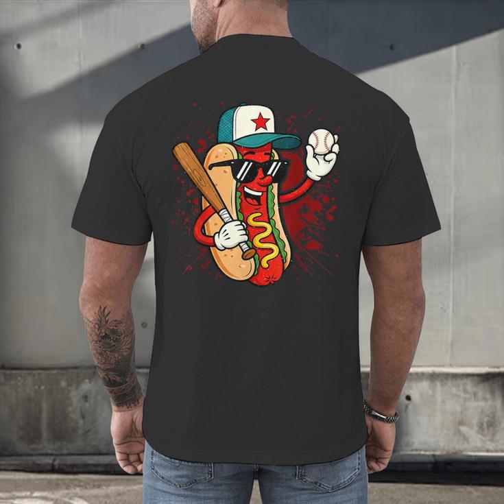 Retro Vintage Baseball Hot Dogs Men's Back Print T-Shirt Retro Vintage Baseball Hot Dogs Men's Back Print T-Shirt