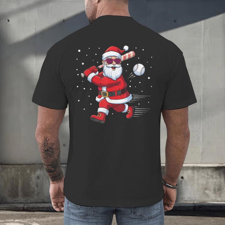 Santa Baseball Christmas Pajamas Xmas Men Kids Boys Men's Back Print T-Shirt