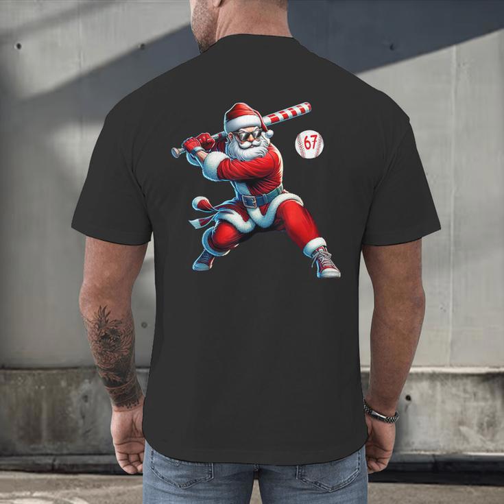 Santa Baseball Six Seven 6 7 Meme Christmas Men Boys Player Men's Back Print T-Shirt Santa Baseball Six Seven 6 7 Meme Christmas Men Boys Player Men's Back Print T-Shirt