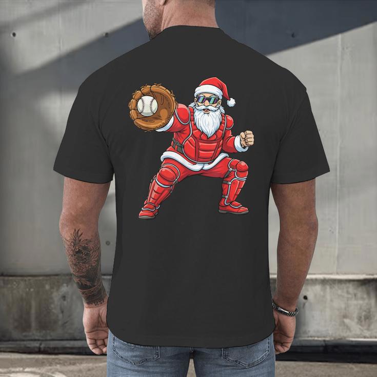 Santa Playing Baseball Baseball Lover Baseballer Xmas Men's Back Print T-Shirt Santa Playing Baseball Baseball Lover Baseballer Xmas Men's Back Print T-Shirt