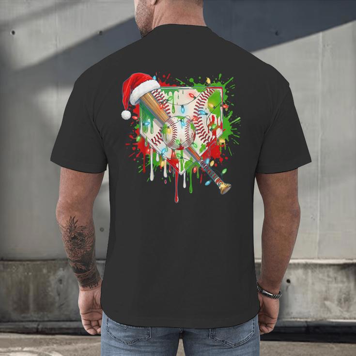 Santa Sports Ice Baseball Christmas Xmas Pajama Kid Men Boys Men's Back Print T-Shirt Santa Sports Ice Baseball Christmas Xmas Pajama Kid Men Boys Men's Back Print T-Shirt