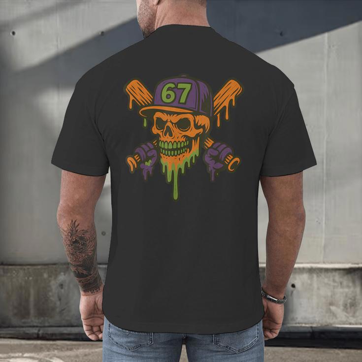 Six Seven 6 7 Baseball Skull Drip Halloween Horror Sports Men's Back Print T-Shirt Six Seven 6 7 Baseball Skull Drip Halloween Horror Sports Men's Back Print T-Shirt