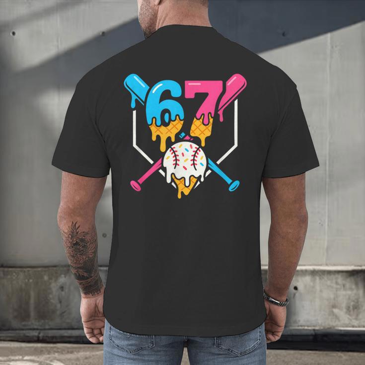 Six Seven Baseball Ice Cream Drip Cool 67 Gen Alpha Slang Men's Back Print T-Shirt Six Seven Baseball Ice Cream Drip Cool 67 Gen Alpha Slang Men's Back Print T-Shirt
