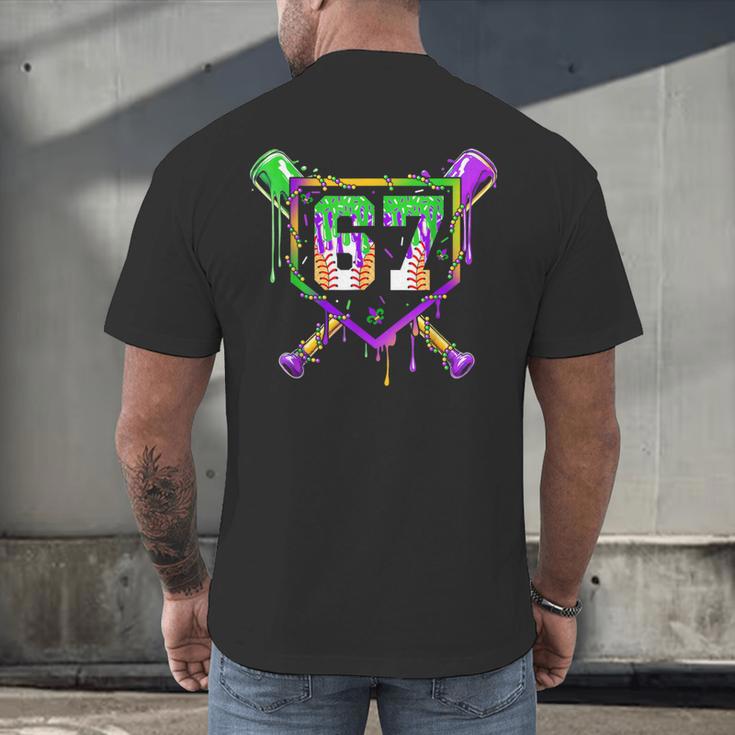Six Seven Mardi Gras Baseball Sports Party Men's Back Print T-Shirt Six Seven Mardi Gras Baseball Sports Party Men's Back Print T-Shirt