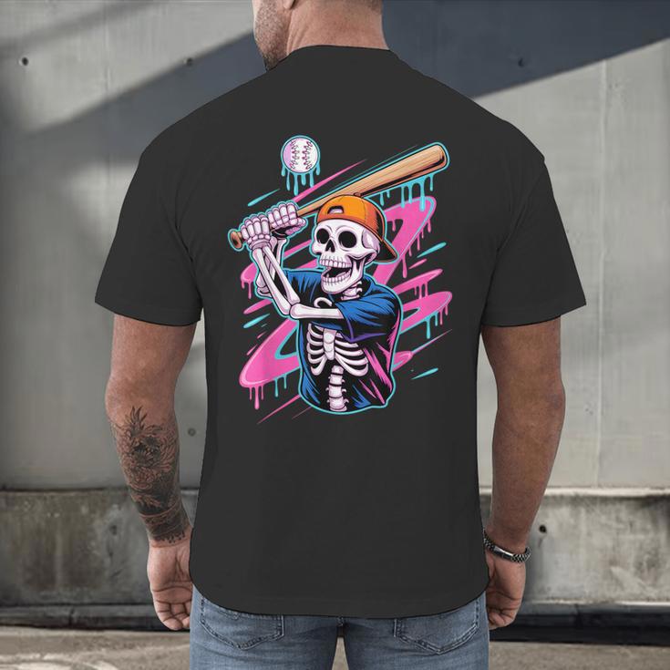 Skeleton Baseball Drip Boy Youth Dripping Baseball Halloween Men's Back Print T-Shirt Skeleton Baseball Drip Boy Youth Dripping Baseball Halloween Men's Back Print T-Shirt