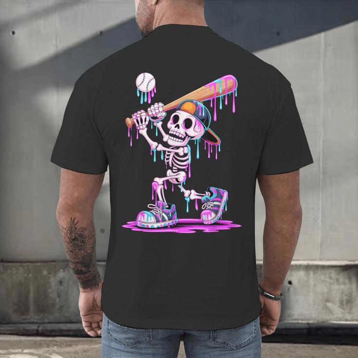 Skeleton Baseball Drip Boys Youth Kids Halloween Men's Back Print T-Shirt Skeleton Baseball Drip Boys Youth Kids Halloween Men's Back Print T-Shirt
