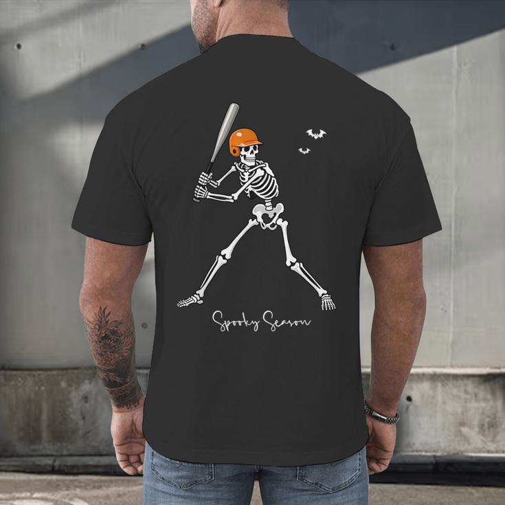 Spooky Season Skeleton Baseball Player Halloween Batter Men's Back Print T-Shirt
