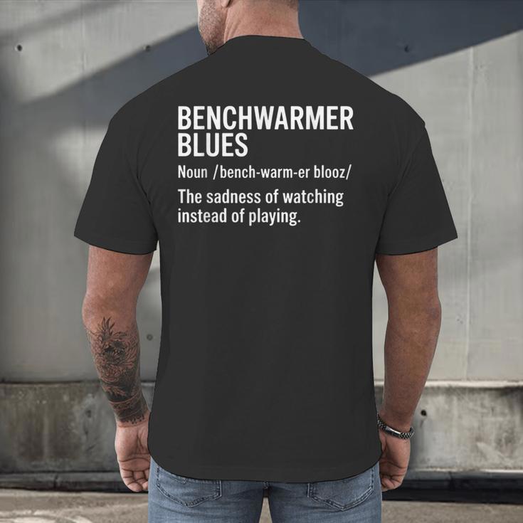 Sport Definition Baseball Soccer Benchwarmer Blues Men's Back Print T-Shirt Sport Definition Baseball Soccer Benchwarmer Blues Men's Back Print T-Shirt